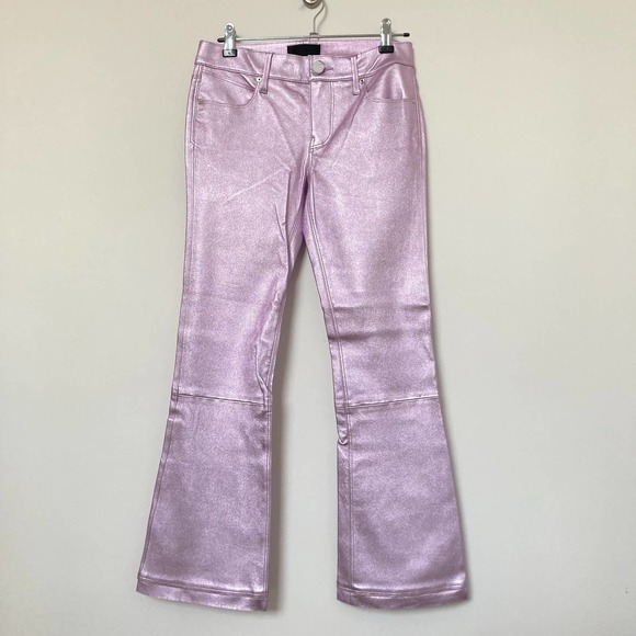 NWT RtA Kiki 100% Lambskin Leather Flare Cropped Pants In Purple Haze $1195 - Picture 3 of 12